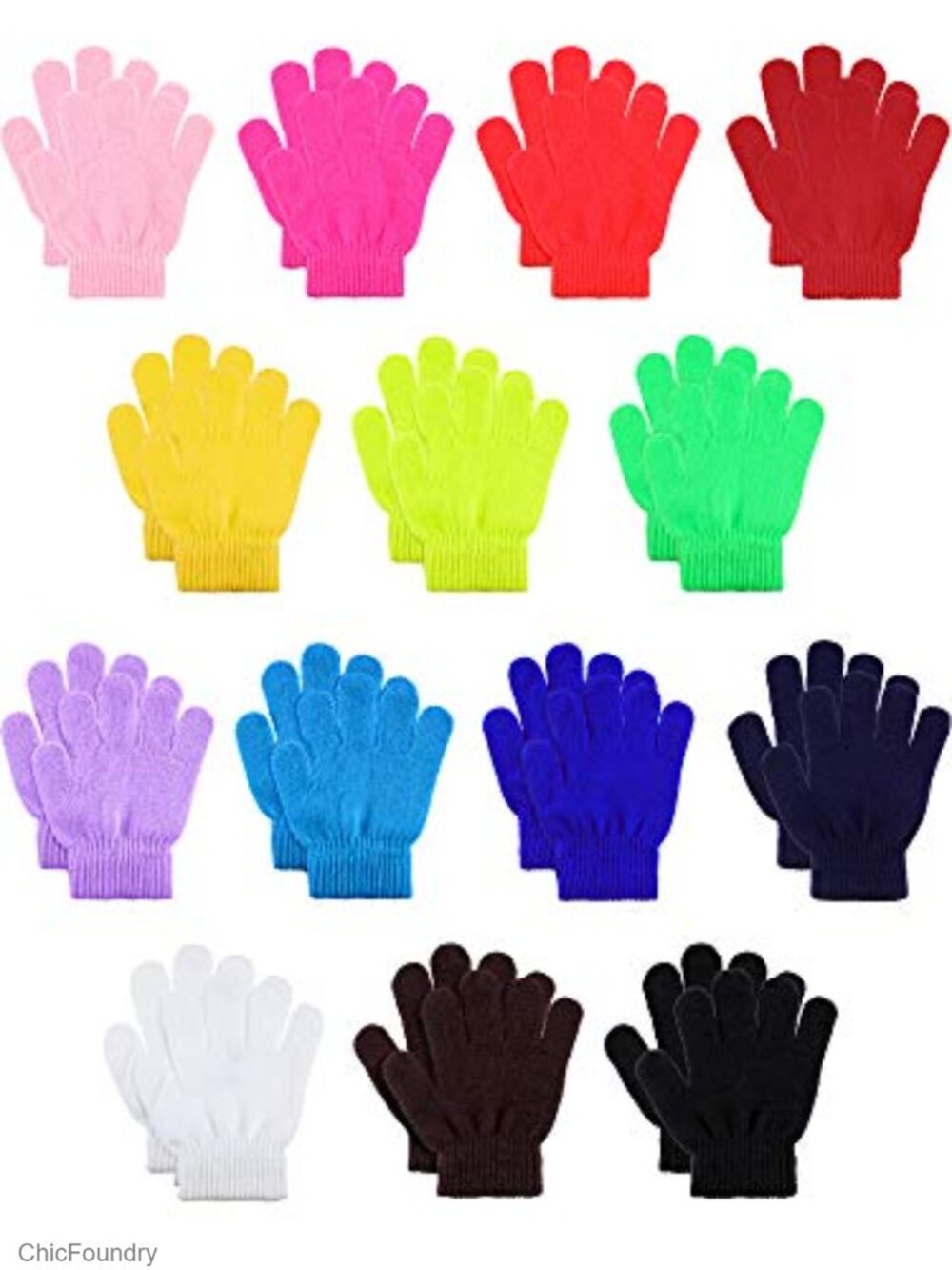 14 Pairs Kids Winter Gloves Knit Gloves Warm Stretchy Gloves for Boys Girls